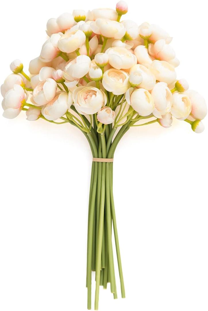 Ling's moment Ranunculus Artificial Flower, Faux Silk Mini Ranunculus Flowers for DIY Bouquet, Bulk Fake Wedding Filler Flowers for Centerpieces Arrangements Bridal Shower Decorations, Pink Shade