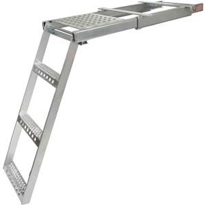 Mytee Products 3 Rung Pull-Out Trailer Step Ladder with Standing Platform Folding Truck Step Galvanized Steel for Use with Trucks, Trailers and RV's