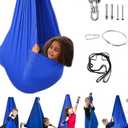 Aokitec Sensory Swing for Kids with Special Needs, Indoor Kids Swing Cuddle Hammock Chair Adjustable Aerial Swing for Children with Autism, ADHD, Asperger, Sensory Integration(Blue)