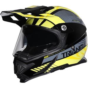 TRIANGLE Dual Sport Motorcycle Helmet Dirt Bike Helmets ATV Full Face Helmet for Adults Men with Internal Sunshield DOT Approved (X-Large, Yellow)