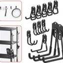 WALMANN 12PCS Garage Storage Hooks, Wall Mount Utility Hooks for Tools, Ladders, Cords, Folding Chairs, Shovels and Rakes, Shelving Hooks for Keyhole Shelving Units(Black)