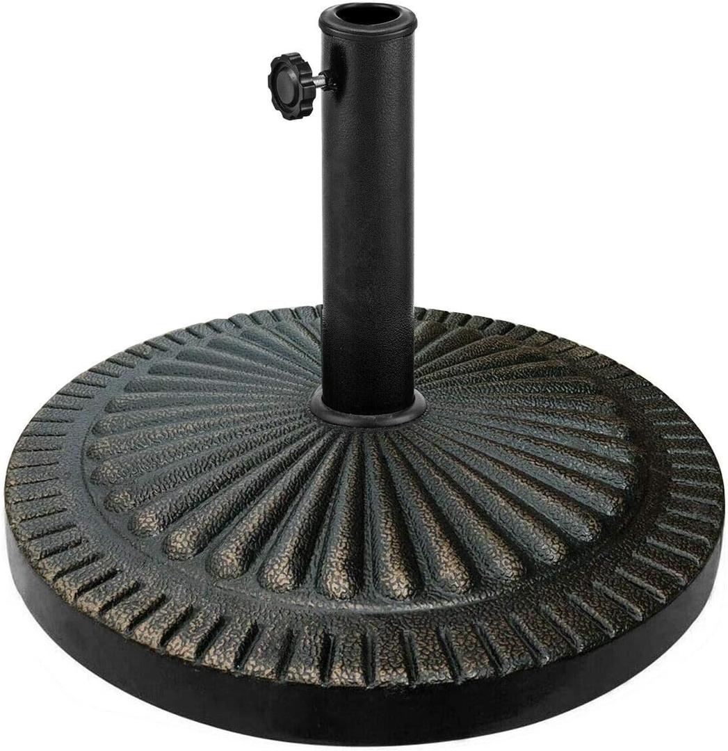 Giantex 31.5 lbs Patio Market Umbrella Base, Heavy Duty Cast Iron Resin Outdoor Stand, Vintage Garden Umbrella Holder, Umbrella Holder for Deck Porch Lawn Garden (Black)