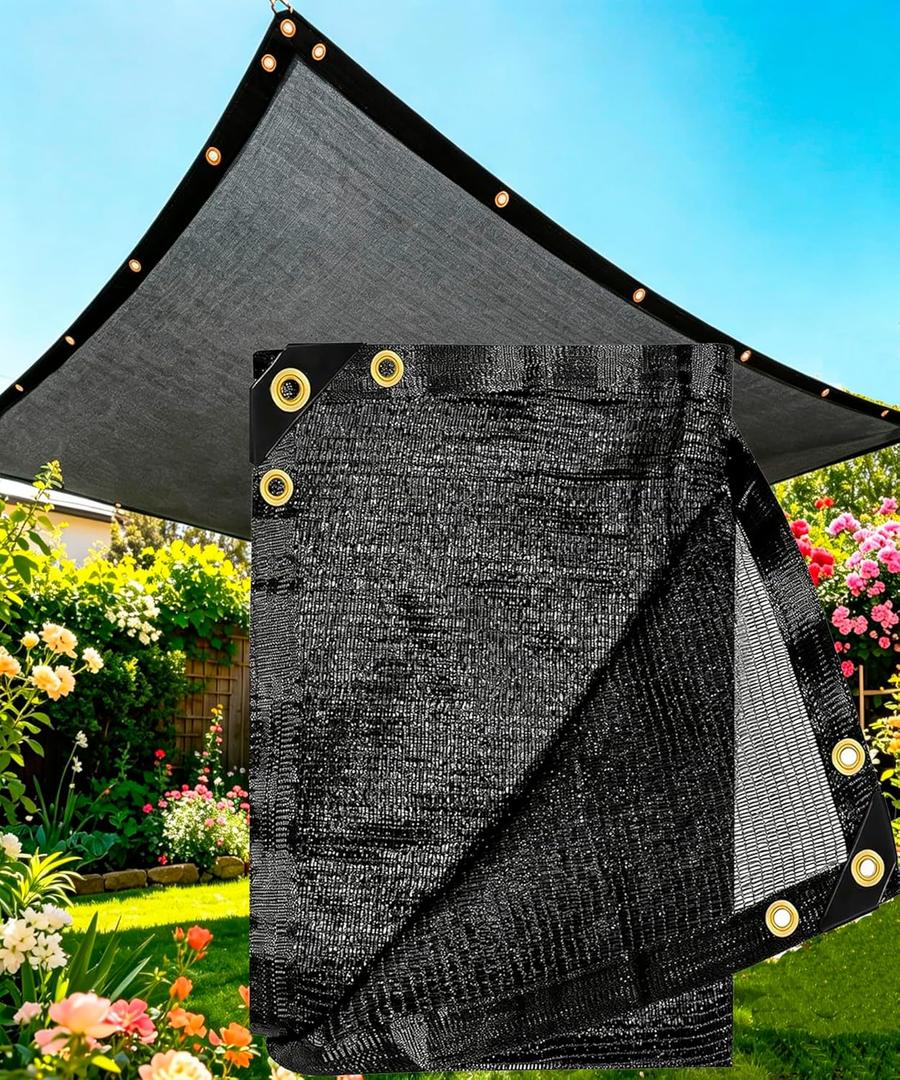 E.share 40%-50% Black Sun Shade Cloth Outdoor - 20Ft X 24Ft Garden Shade Netting with Grommets for Greenhouse, Plant Covers, Patio, Chicken Coop, Barn & Kennel