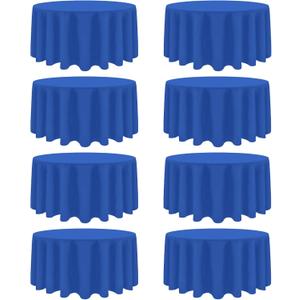 8 Pack Royal Blue Round Tablecloth 120 Inch Wrinkle Resistant Blue Table Cloth Reusable and Washable Polyester Fabric for Buffet Wedding Party and Banquet