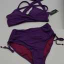 Blooming Jelly Womens High Waisted Bikini Sets Drawstring Tummy Control Swimsuits Crisscross Tie Back Bathing Suit M B