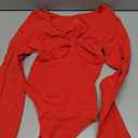 FeelinGirl Women's Long Sleeve Shapewear Bodysuit for Tummy Control Seamless Body Suits Thong V Neck Going Out Tops, M