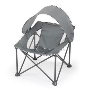 Bright Starts Pop 'N Chill Baby Chair Travel Seat, Indoor/Outdoor Use, Infant Seat with UPF 50+ Canopy, Grey, Ages 0-6 Months