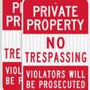 (2 Pack) Private Property No Trespassing Sign, Violators Will Be Prosecuted, 18 x 12 Engineer Grade Reflective Sheeting Rust Free Aluminum, Weather Resistant, Waterproof, Easy to Mount