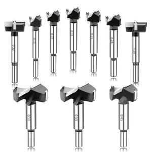Forstner Drill Bit Set,10PCS Carbide Tipped Forstner Bit for Hard Wood, Wood Drilling Hole Saw Set Woodworking Hinge Cutter Tool Kits for Plastic Plywood