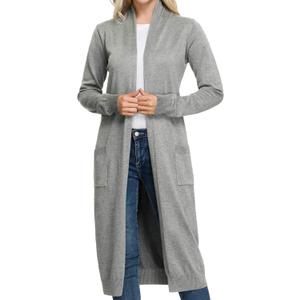 GRACE KARIN Essential Solid Open Front Maxi Long Knitted Cardigan Sweater for Women (Beige, XL)