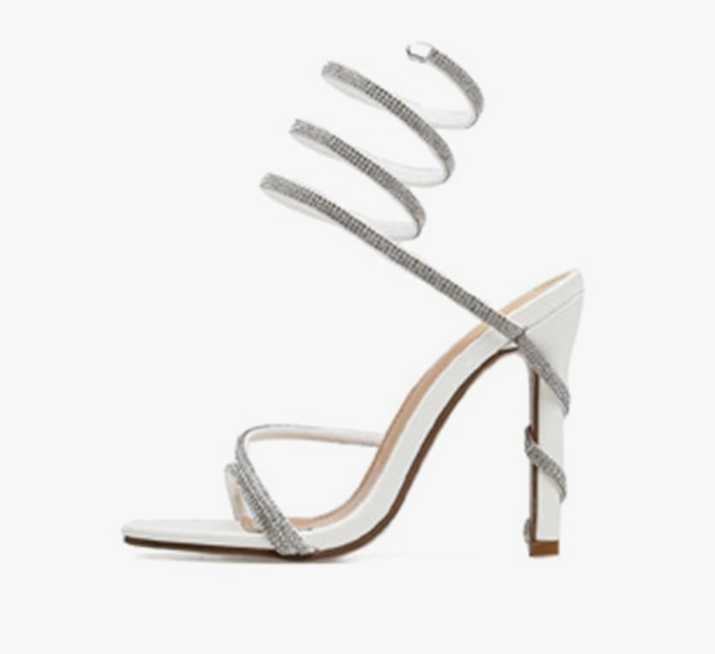 TDA Rhinestone Wrap Sandals For Women Sexy Stiletto Heel Slingback Evening Wedding Party Shoes, 10