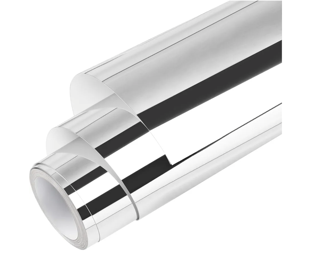 WRAPXPERT Silver Chrome Vinyl, 12" x5ft Silver Permanent Vinyl Roll, Chrome Mirror Metallic Silver Adhesive Vinyl for Cricut, No Bubble Mirror, for Wrap,Stickers,Decal,Lettering