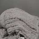 WESHIONGOO Chunky Knit Blanket Throw 40"×40" Knitted Throw Blankets for Couch Bed Fluffy Soft Blanket with Jumbo Chenille Yarn Thick 100% Handmade (Light Grey)