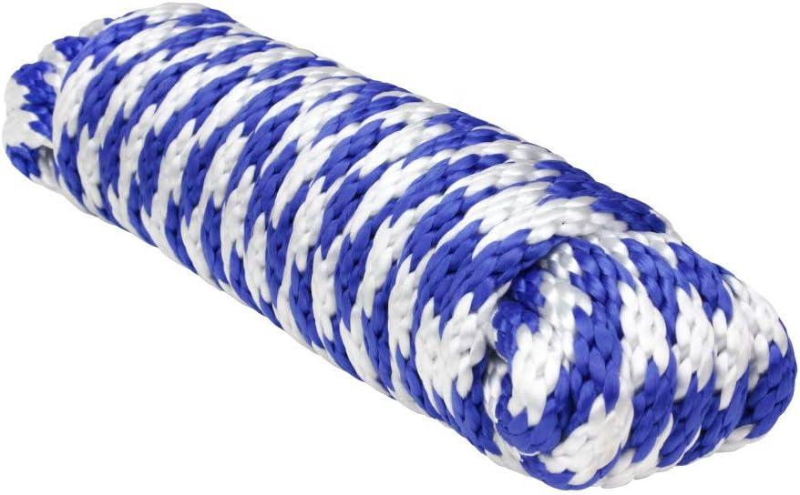 BRINKS 5 Ft Bike Lock Cable with Preset Combination + Extreme Max 3008.0223 Solid Braid MFP Utility Rope - 1/2" x 50', Blue/White