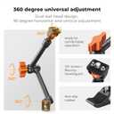 K&F CONCEPT 11" Magic Arm Clamp with Super Clamp ARRI 1/4" & 3/8" Thread Screw, 360 Ball Heads Arm with Clamp Mount for Monitor, LED Light, Webcam, Action Camera