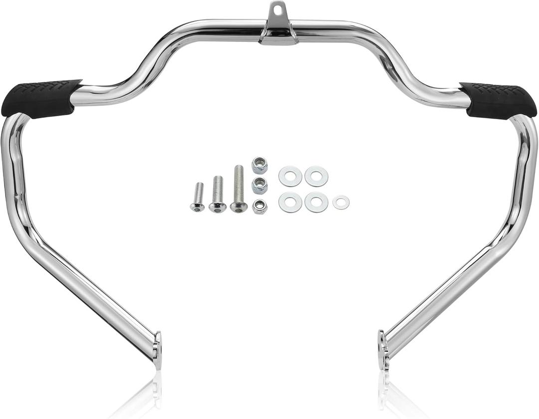 MoKitDora Touring Engine Guard Highway Rail Mustache Crash Bar 1.25" Fat for Harley 2009-up Road King Street Electra Glide and Trike Models, Chrome