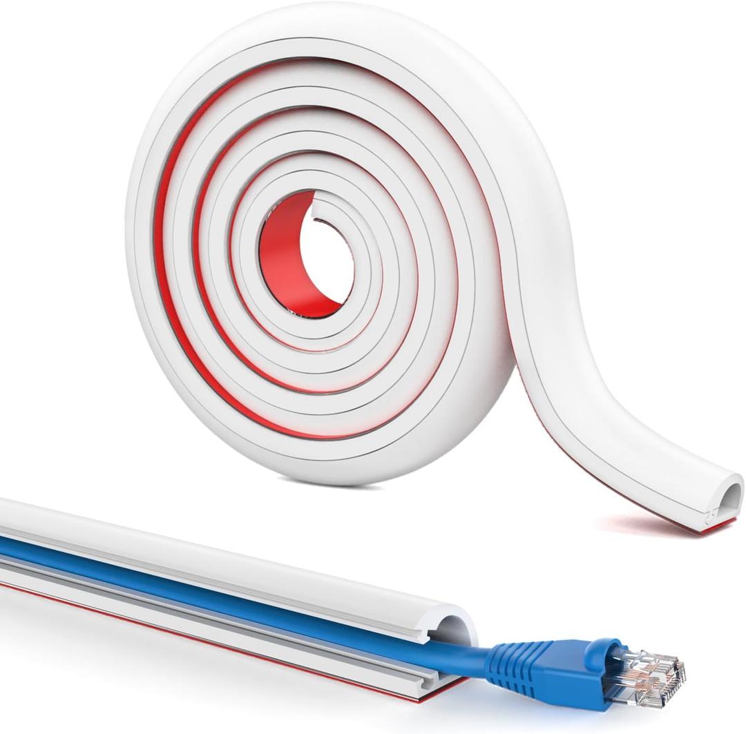 UOMTFAI Wall Cord Hider 78 Inch, Self Adhesive Cable Hider Cord Cover for Wires, Flexible Wire Cover Cable Raceway for Cord Management W0.59 H0.39in White