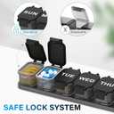 Extra Large Weekly Pill Organizer - XL Vitamin Holder with 7 Detachable Compartments, Portable Medicine Pill Organizer for Supplements, Daily Pill Case for Home and Travel,Black