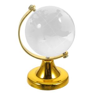 BESPORTBLE Crystal Globe Miniature Desktop World Globe with Stand World Map Handcraft Decoration Ornament for Living Room Bedroom Library Classroom Office Golden