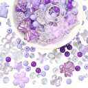 420~450Pcs Acrylic Assorted Beads for Jewelry Making Cute Mixed Shaped Beads for Bracelets Necklace Keychain Earrings DIY Crafts Supplies(Purple)