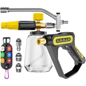 5000 PSI Pressure Washer Gun with Cannon, Power Washer Sprayer with Dual Adjustable Foam Lance, 1/ 4" Quick Connector with Nozzle Tips (Gun+Foam Cannon+Dual Connector+Nozzle)