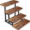 Cupcake Stand for 50 Cupcakes, 4 Tier Wooden Risers Display Stands Stepped Dessert Table Display Set with Metal Frame Tiered Tray Stand Serving Trays for Party Farmers Market Display (1 pack), Brown 