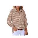 Astylish Women's Casual Blouses Button Down Business Work Tops Long Sleeve V Neck Striped Shirts 2025 Fall Outfits
S