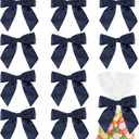 AIMUDI Navy Satin Ribbon Twist Tie Bows for Treat Bags 4.5" Pre-Tied Navy Blue Bows for Christmas Tree Blue Ribbon Bows for Crafts Premade Bows for Gift Wrapping Baby Shower Party Favors - 36 PCs