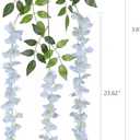 Duovlo 12 Piece Artificial Silk Wisteria Vine 3.6 Feet Hanging Flower Garland String Home Party Wedding Decor (Light Blue)