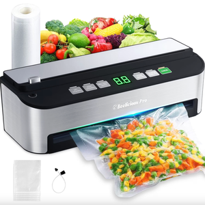 Vacuum Sealer Machine, Beelicious 85KPA Fully Automatic 8IN1 Food Sealer with Bags Storage, Buildin Cutter, Moist Mode, Air Suction Hose