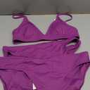 Amazon Essentials Women's Light-Support Classic Bikini Swimsuit Top, Violet, Small Top, Large Bottoms, Medium Bottoms