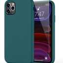 DEENAKIN Compatible with Compatible with iPhone 11 Pro Case with Screen Protector, Silicone Gel Rubber Bumper Cover,Slim Fit Shockproof Protective Phone Case for Women Girls Pine Green (Baby Pink)