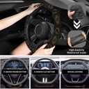 2 x Elastic Car Steering Wheel Cover, Universal 15 inch Non-Slip Breathable Neoprene Steering Wheel Protector, Car Accessories for Women Men Fit Auto, Suvs, Truck Golden Sun Moon