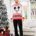 Disney family matching sweatshirt Stitch Mickey Spiderman print long sleeve winter Christmas mom dad kids loose fit red (M)