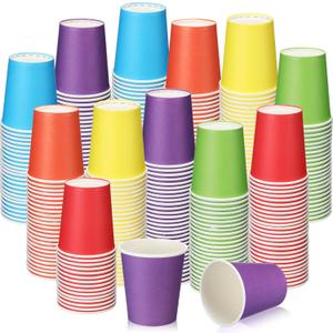 Mimorou 300 Pack 8 oz Disposable Paper Cups, 6 Colors Double PE Coated Coffee Cups for Beverage Hot Cold Drinks for Cafe Tea Drinking Party Picnic Office Home Water Juice (Bright)