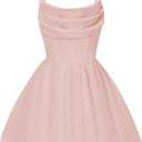 EXARUS Girls Summer Formal Dress Tween Party Dance Graduation Teen Junior HOCO Ruffle Mini Elegant Dresses 16Y
