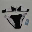 Women Bikini Set Bathing Suit Trendy Two Piece Push Up Color Block Swimsuit Sexy Adjustable Chest Tie Swimwear (Medium, Black)