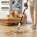 Cordless Vacuum Cleaner for Home - Lightweight, Stick Vacuum Clean with Rechargeable Battery, Max 45Mins Runtime, 8 in 1 Handheld Vacuum for Hardfloor & Carpets Pet Hair, White&Yellow