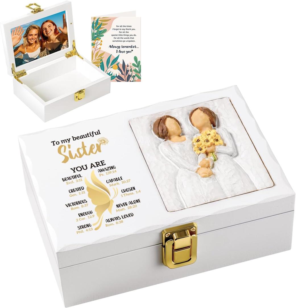 Sister Gifts from Sister, Religious Gifts Christian Gifts Mothers Day Gifts for Sister, Women - Sister Birthday Gifts Picture Frame Box, 4x6