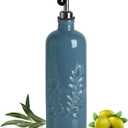 Sweejar 18 Oz Oil Dispenser for Kitchen with Gravity Spout, Ceramic Olive Oil Dispenser Bottle, Relief Opaque Vinegar Container for Evoo, Vinegar, Soy Sauce, Pack of 1(Fogblue, Silver Spout)