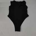 Milumia Women's Glitter Rhinestone Sequin Tank Top Bodysuit Deep V Neck Sleeveless Party Leotards (Black)