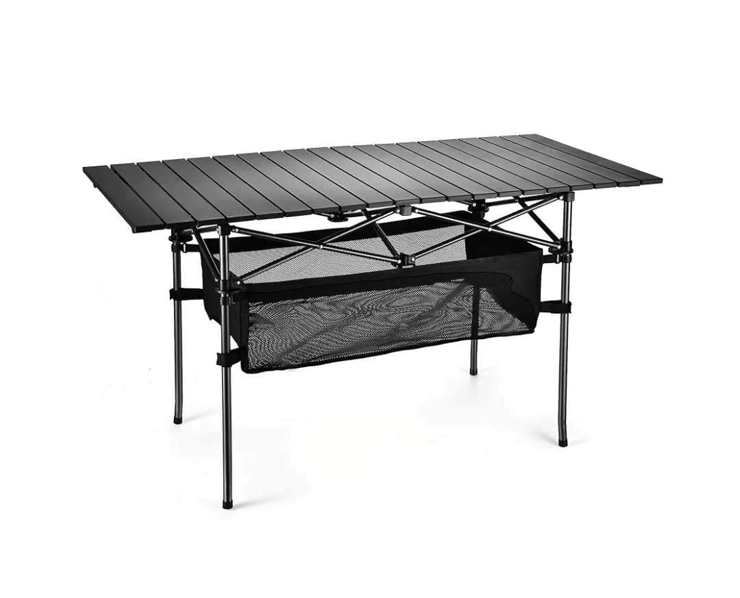 Lightweight Aluminum Folding Camping Table (47” x 21.65” x 26.7”), Portable Roll-Up Design for Outdoor, Camping, Beach, BBQ, Patio, and Picnic, Durable & Waterproof with Carrying Bag