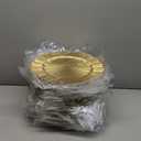Mifoci 50 Pcs Bright Gold Charger Plates Bulk 13 Inch Plastic Round Chargers Fluted Edge Dinner Plate Wedding Decoration for Table Setting Wedding Party Event Tabletop