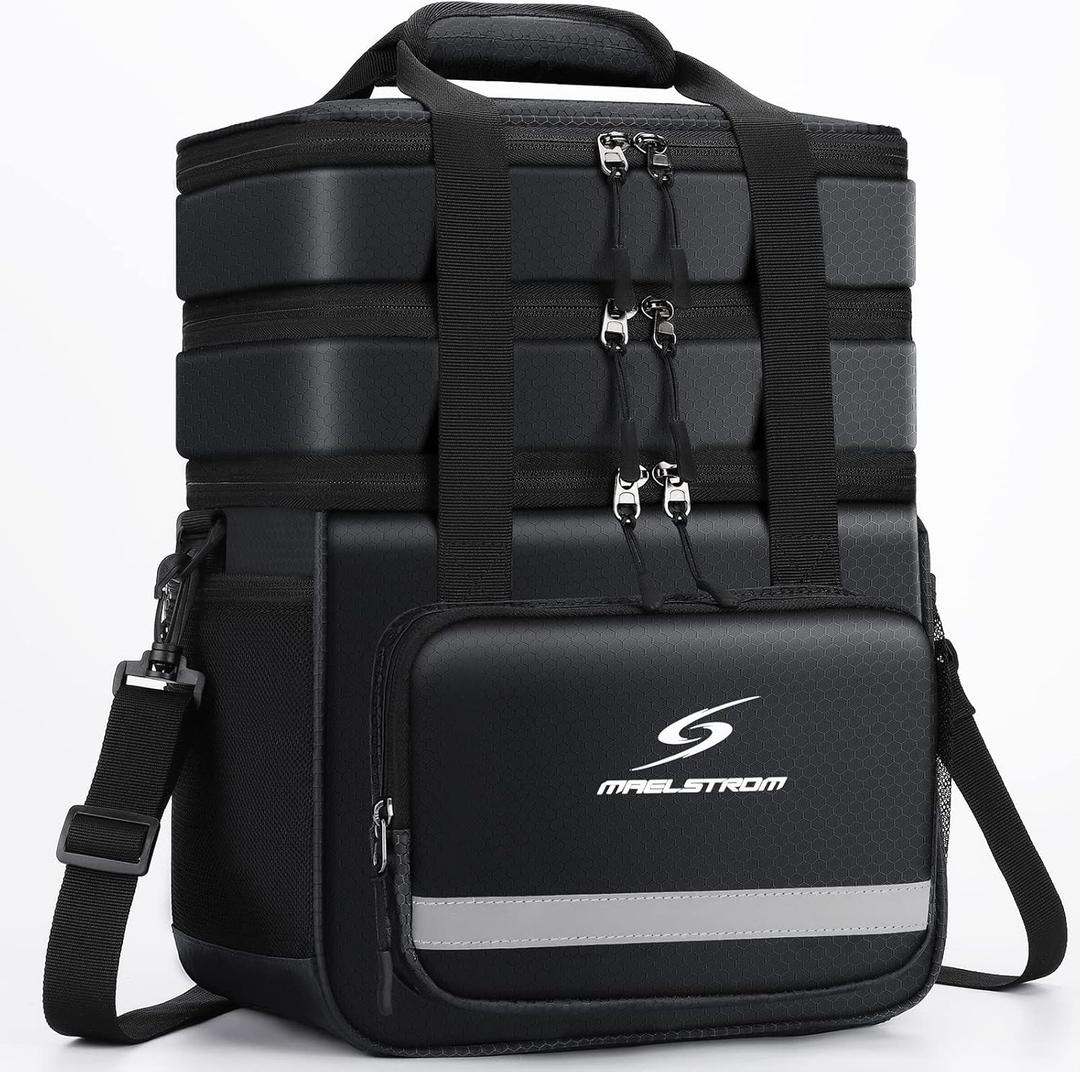 Maelstrom Lunch Box for Men,Insulated Lunch Bag Women/Men,Leakproof Lunch Cooler Bag, Lunch Tote Bag (3.Three-Layer (20L/32cans), 3.Three Layer - Black)