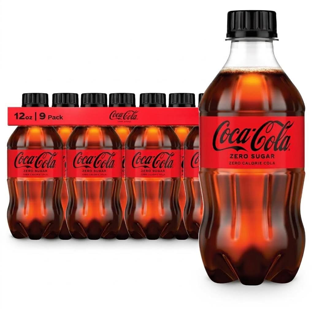 Coke Zero Sugar Diet Soda Soft Drink, 16.9 fl oz, 9 Pack, Best By July 14, 2025