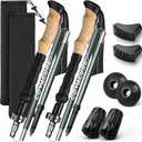 COVACURE Hiking Poles - Aluminum Alloy 7075 Trekking Poles Collapsible with Telescopic,Lightweight & Foldable Collapsible Hiking Gear for Climbing, Hiking, Men and Women (Gray Long (110-130cm))