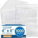 Spartan Industrial - 4” X 6” (1000 Count) 4 Mil Thick Clear Reclosable Zip Plastic Poly Bags with Resealable Lock Seal Zipper - Heavy Duty and Durable