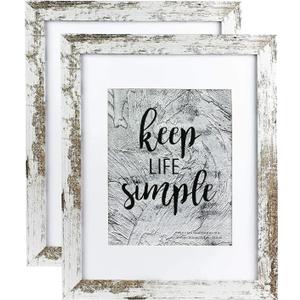 kennethan 11x14 Picture Frame Rotten White 2 Pcs in 1 set Wooden Frame can Display 8x10 Picture with Mat or 11x14 Without Mat on the Wall display for home decoration,holiday gift