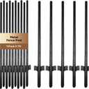 15 Pack Metal Fence Post Black Splicing, 7FT Heavy Duty Garden Fence Post for Wire Fence, Fence Posts No Dig U Post for Lawn, Garden, Farm