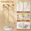 LANDNEOO Necklace Holder Jewelry Organizer, 360 Rotating 3-Tier Jewelry Stand Display, 14.3" Holds 80 Pcs, Earring Holder, Bracelet Ring Holder, Jewelry Organizer and Storage For Women Vanity Dresser